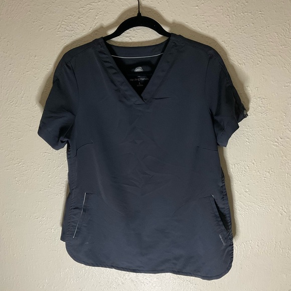 Healing Hands Dark Blue Short Sleeve Top - Picture 1 of 3